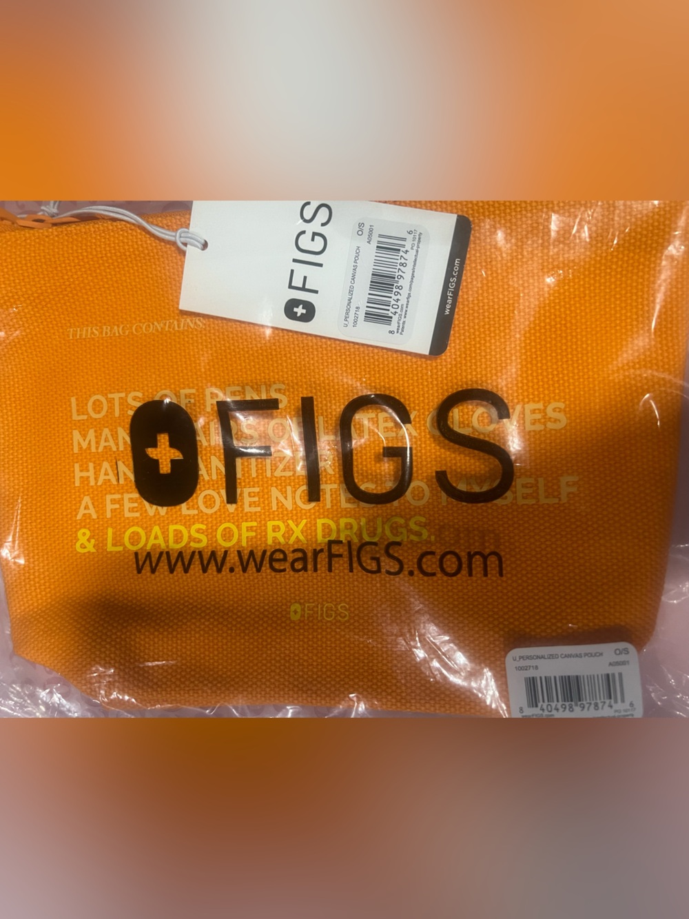 FIGS orange Canvas Zip Pouch
